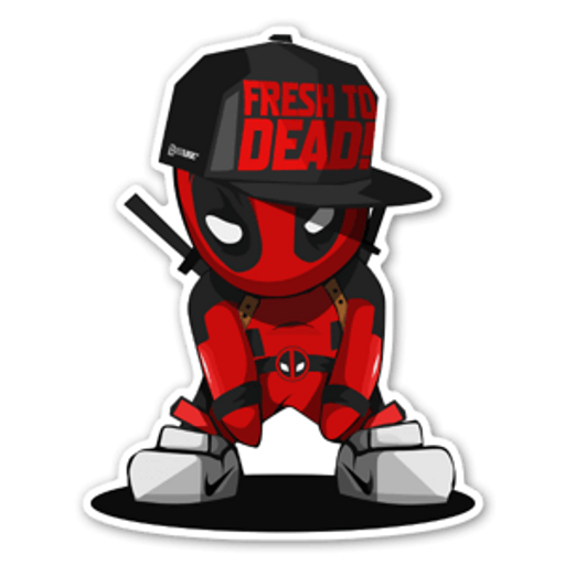 here is a Mini Deadpool in cap sticker from the Deadpool collection for sticker mania