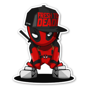cool and cute Mini Deadpool in cap sticker for stickermania