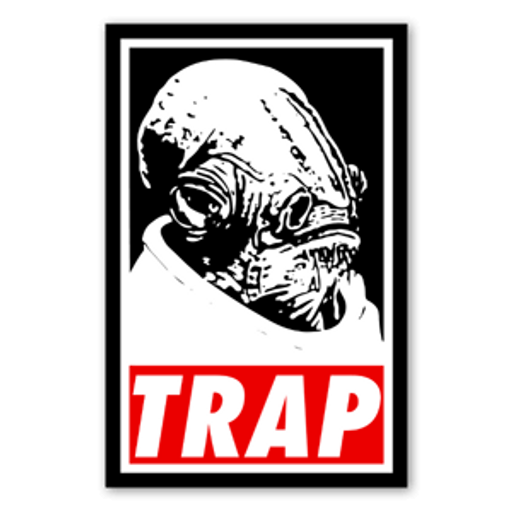 here is a Star Wars x Obey Admiral Ackbar It's a Trap Sticker from the Star Wars collection for sticker mania