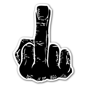 cool and cute Middle Finger Black Sticker for stickermania