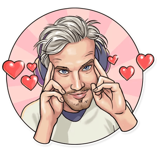cool and cute PewDiePie Love Sticker for stickermania