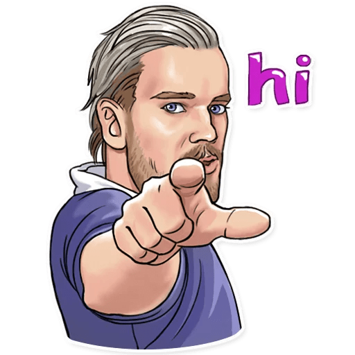 here is a PewDiePie Hi Sticker from the Brofist PewDiePie collection for sticker mania