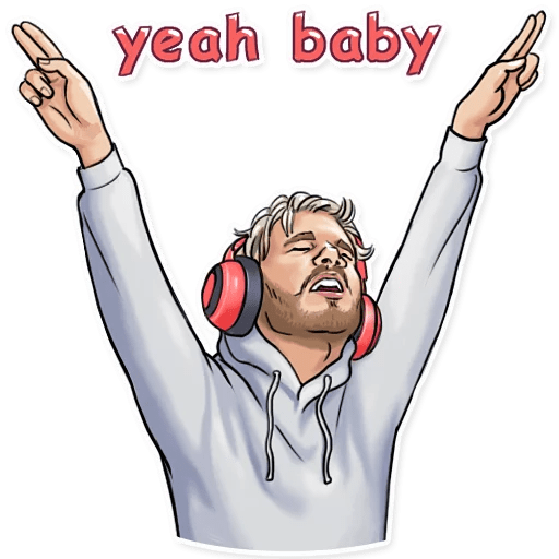 here is a PewDiePie Yeah Baby Sticker from the Brofist PewDiePie collection for sticker mania