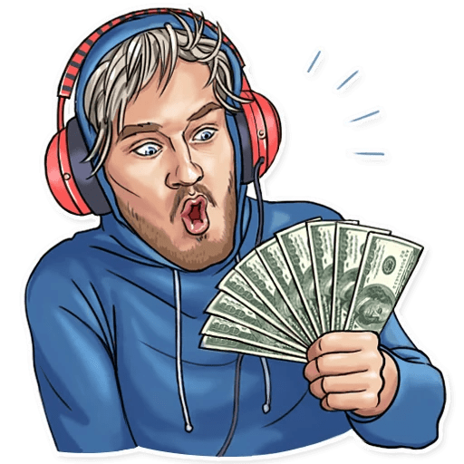 cool and cute PewDiePie Cash Sticker for stickermania