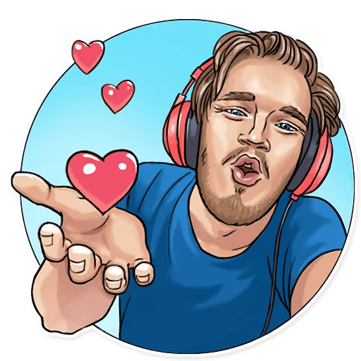 here is a PewDiePie Sending Love Sticker from the Brofist PewDiePie collection for sticker mania