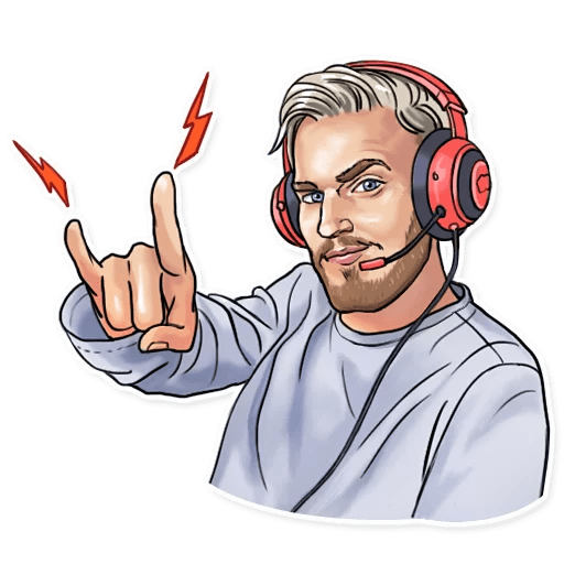 cool and cute PewDiePie Shows Rock Horn Fingers Sticker for stickermania