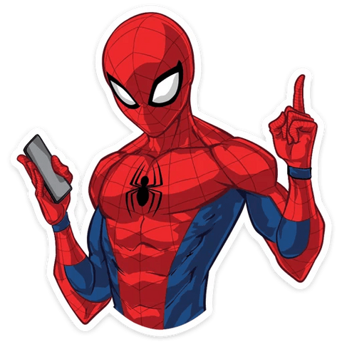 Spider-Man with Phone Sticker - Sticker Mania