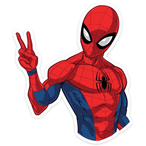 here is a Spider-Man Showing Peace Sticker from the Spider-Man collection for sticker mania