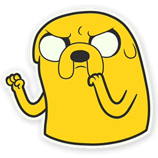 here is a Jake the dog fighting sticker from the Adventure Time collection for sticker mania