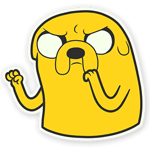 cool and cute Jake the dog fighting sticker for stickermania
