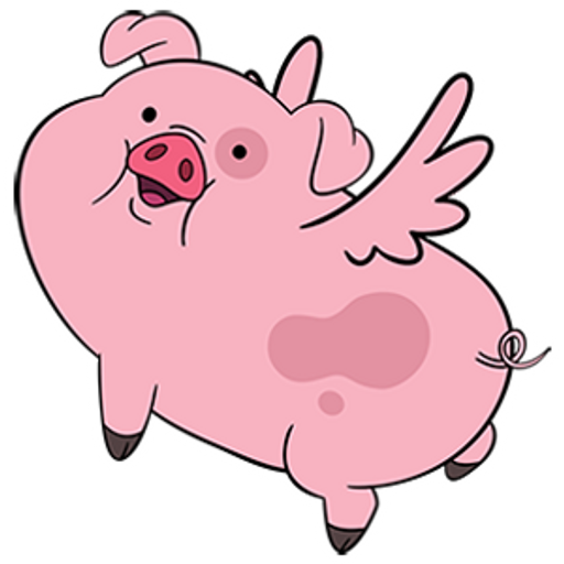 here is a Gravity Falls - Waddles Piggy Angel sticker from the Gravity Falls collection for sticker mania