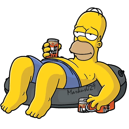 here is a Homer Simpson Tire Tube Swimming with a Beer from the The Simpsons collection for sticker mania