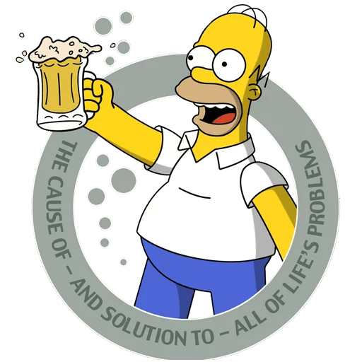 Homer Simpson Beer The Cause And Solution Sticker Sticker Mania