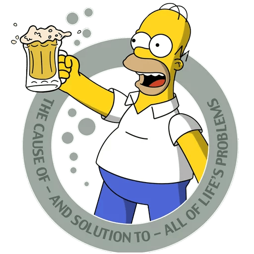 Homer Simpson Beer The Cause and Solution Sticker - Sticker Mania