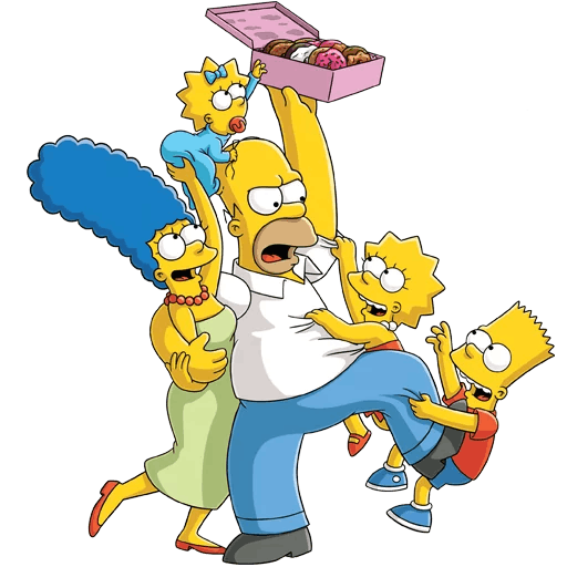here is a Simpsons Family Donut Sharing Sticker from the The Simpsons collection for sticker mania