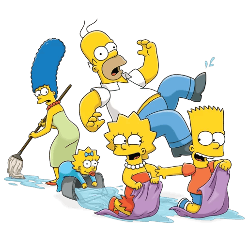 here is a Simpsons Family Cleaning the House Sticker from the The Simpsons collection for sticker mania