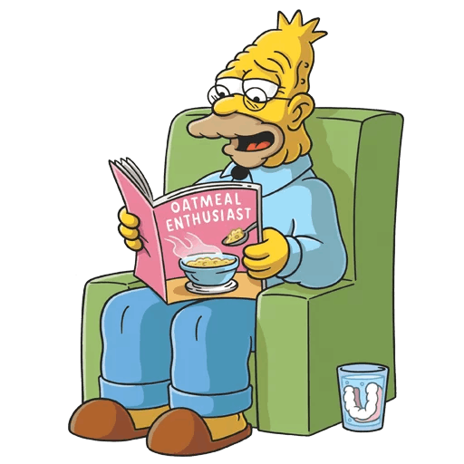 here is a Abraham Simpson II Grampa Oatmeal Enthusiast Sticker from the The Simpsons collection for sticker mania
