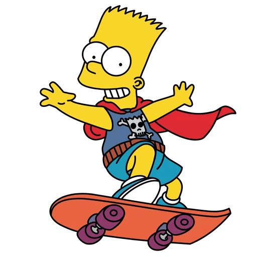 cool and cute Bart the Daredevil Simpson Skating Sticker for stickermania