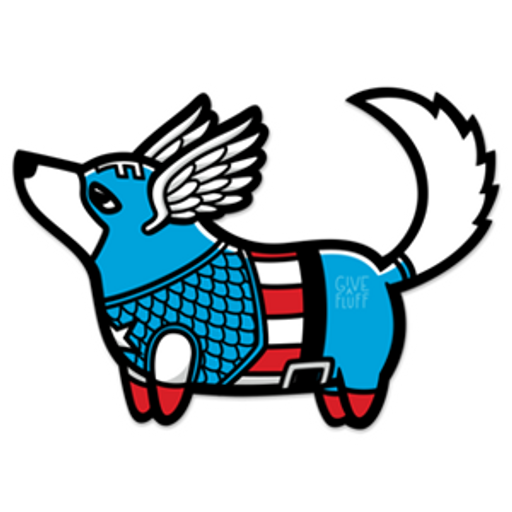 here is a Captain Fluff Sticker from the Marvel collection for sticker mania