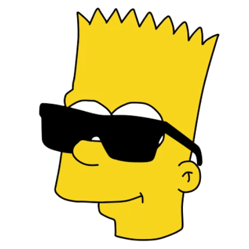 cool and cute Bart Simpson in Black Glasses for stickermania