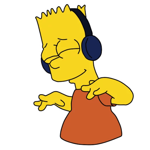 cool and cute Bart Simpson In Headphones Listening Music Sticker for stickermania