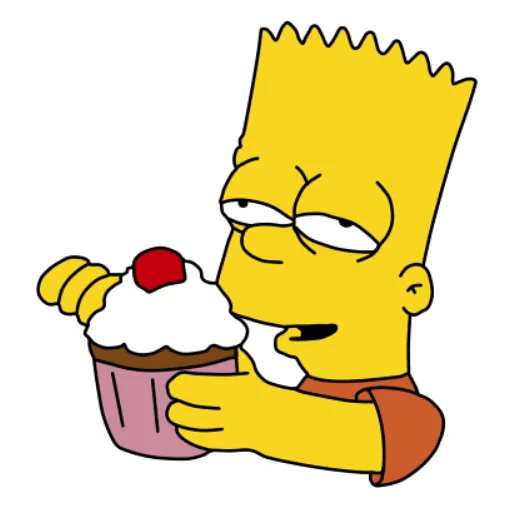 Bart Simpson Stuffed with Cupcake Sticker