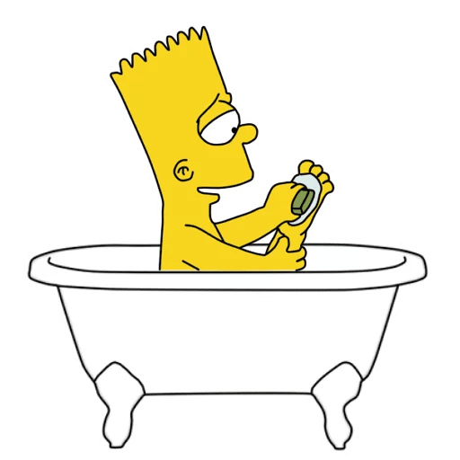 cool and cute Bart Simpson in Bathtub Sticker for stickermania