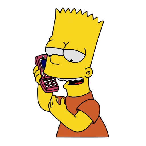 cool and cute Bart Simpson Phone Pranks Sticker for stickermania