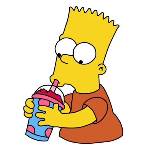 cool and cute Bart Simpson Drinking Brain Freeze Drink Sticker for stickermania