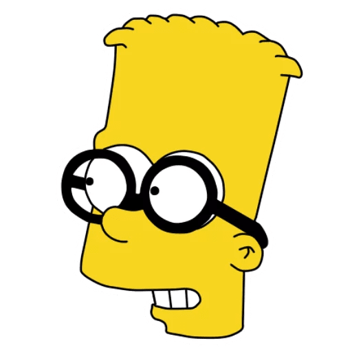 cool and cute Bart Simpson Nerd Glasses Sticker for stickermania