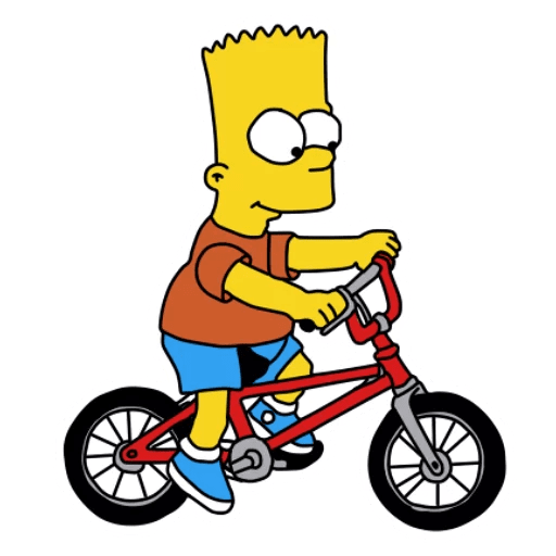 cool and cute Bart Simpson on Bicycle Sticker for stickermania