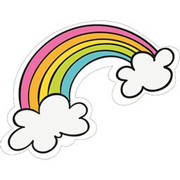 Rainbow with Clouds Clipart Sticker - Sticker Mania