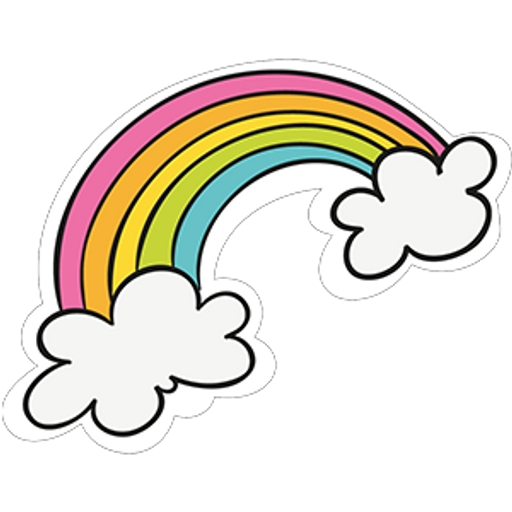 Rainbow with Clouds Clipart Sticker