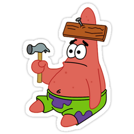 here is a SpongeBob - Patrick with wood on head from the SpongeBob collection for sticker mania