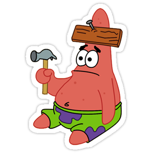 cool and cute SpongeBob - Patrick with wood on head for stickermania