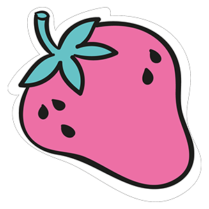 cool and cute Pink Strawberry Sticker for stickermania