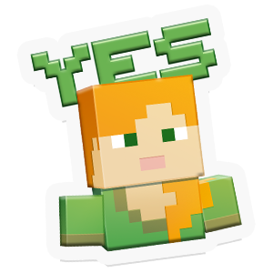 here is a Minecraft girl Yes! sticker from the Minecraft collection for sticker mania