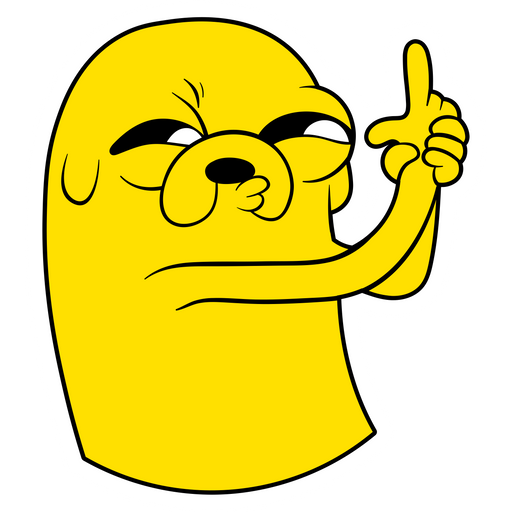 here is a Adventure Time Jake Finger Gun Sticker from the Adventure Time collection for sticker mania
