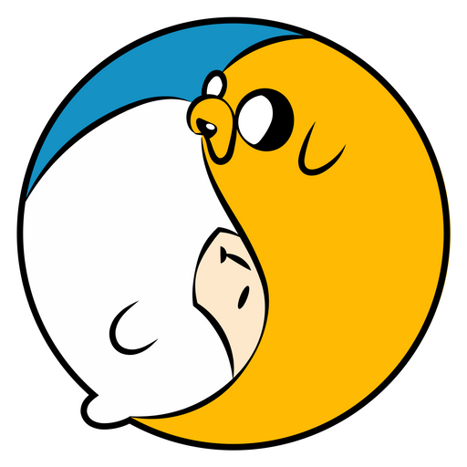 Adventure Time Jake and Finn Yin and Yang Sticker