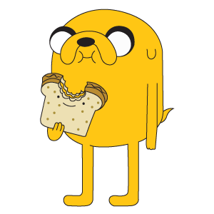 cool and cute Adventure Time Jake with Sandwich for stickermania