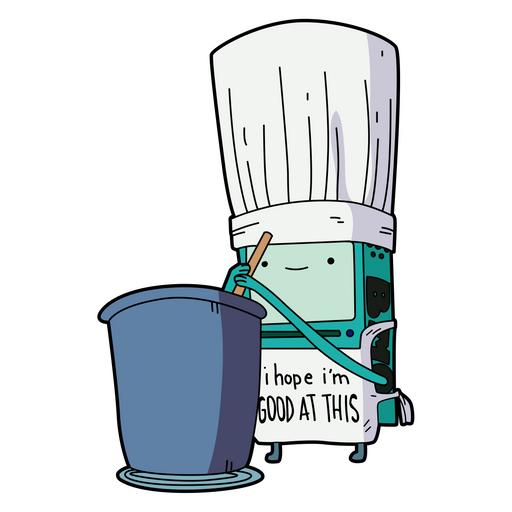 here is a Adventure Time BMO Cooking Sticker from the Adventure Time collection for sticker mania
