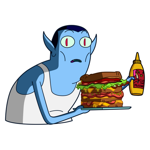 here is a Adventure Time Hunson Abadeer with Sandwich Sticker from the Adventure Time collection for sticker mania