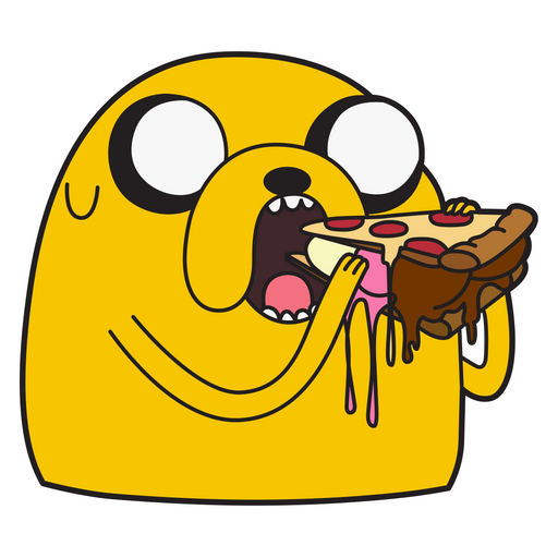 here is a Jake Eating Ice Cream Pizza Sticker from the Adventure Time collection for sticker mania