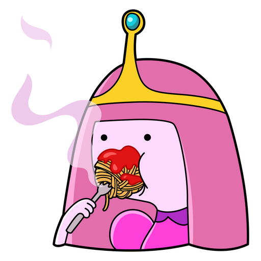 here is a Princess Bubblegum Eating Spaghetti Sticker from the Adventure Time collection for sticker mania