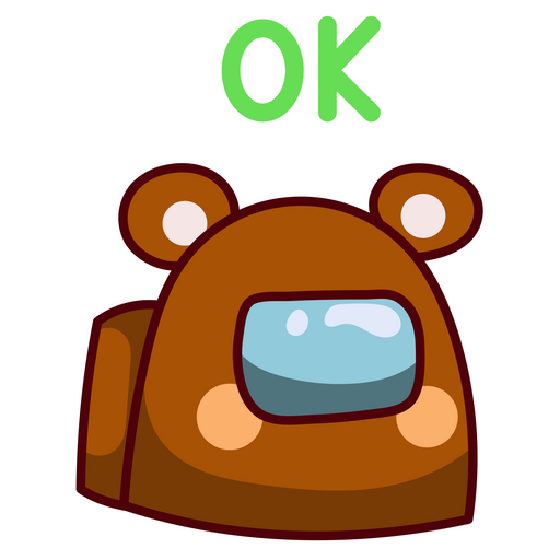 here is a Among Us Bear Character OK Sticker from the Among Us collection for sticker mania