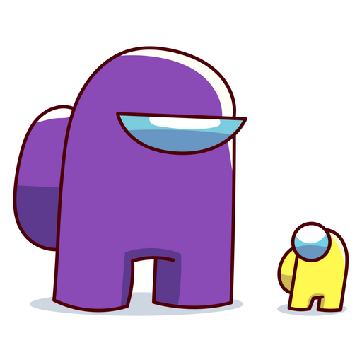 here is a Among Us Big Purple and Small Yellow Characters Sticker from the Among Us collection for sticker mania