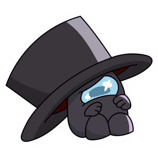 here is a Among Us Gray Character in Big Top Hat Sticker from the Among Us collection for sticker mania