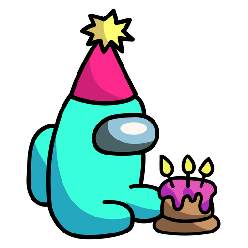 here is a Among Us Birthday Sticker from the Among Us collection for sticker mania