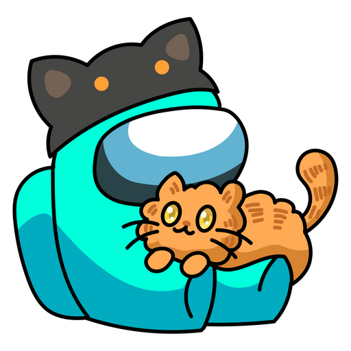 here is a Among Us Blue Character With Cat Sticker from the Among Us collection for sticker mania
