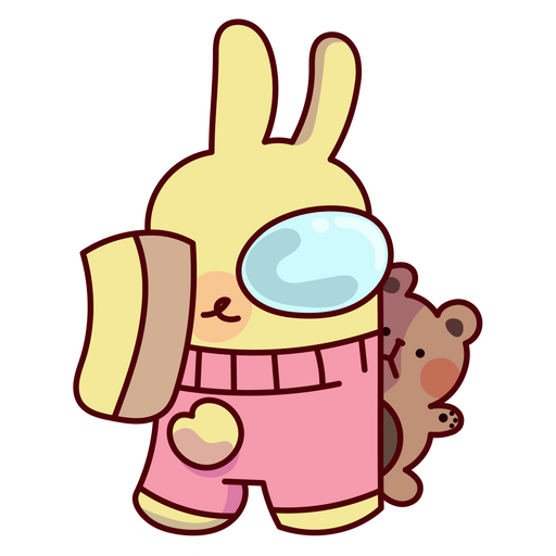 here is a Among Us Bunny Character with a Toy Sticker from the Among Us collection for sticker mania